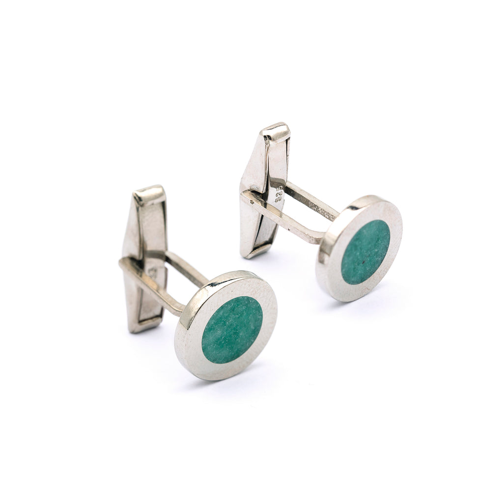 Haze -   Aventurine Silver Cufflinks for Men