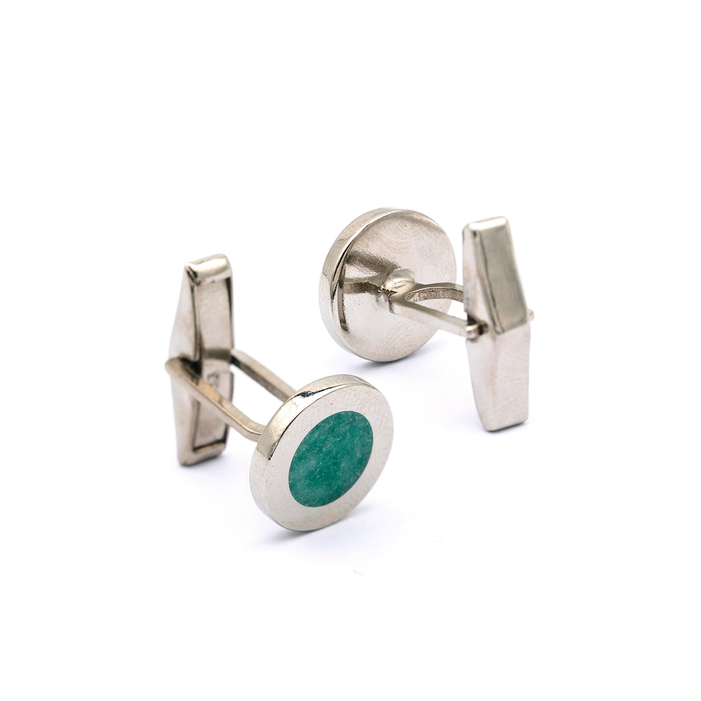 Haze -   Aventurine Silver Cufflinks for Men