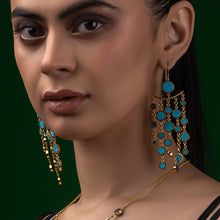 Load image into Gallery viewer, Sparkling Diamond Drops - Silver Lapis And Turquoise Earrings