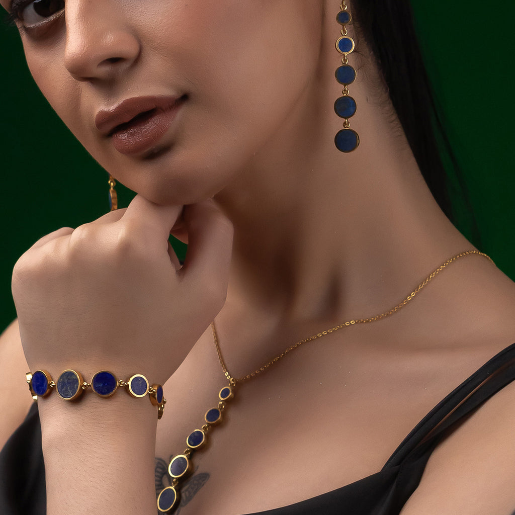 Koh-e Asamai - Silver Gold Plated Lapis Lazuli Necklace