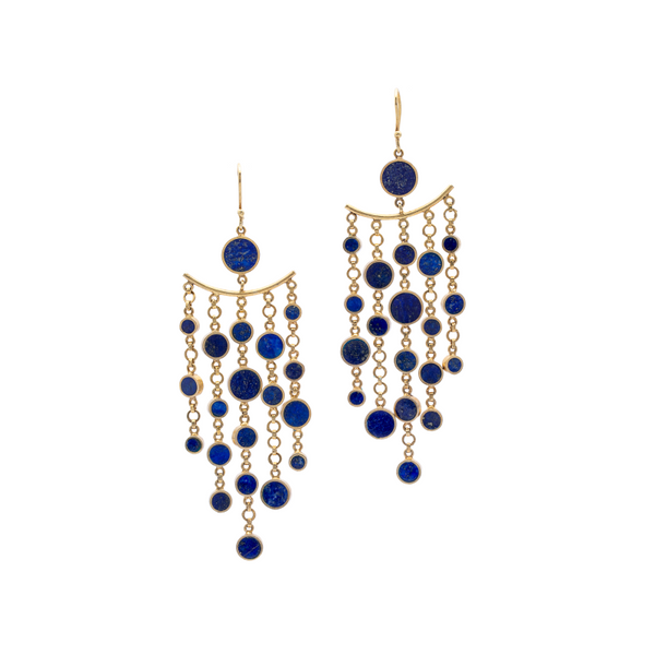 Sparkling Diamond Drops - Silver Lapis Earrings