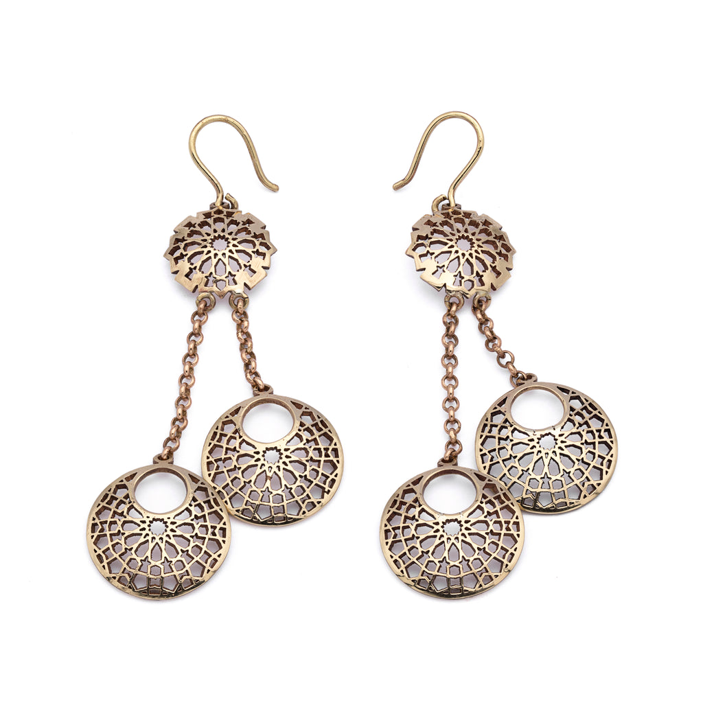Brass Earrings | Islamic Geometric Patterns|