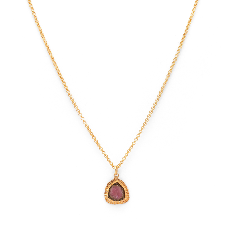 Golden Dreams Medallion - Natural Tourmaline Necklace