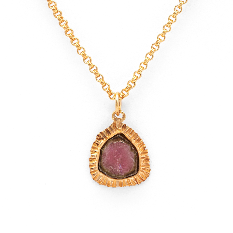 Golden Dreams Medallion - Natural Tourmaline Necklace