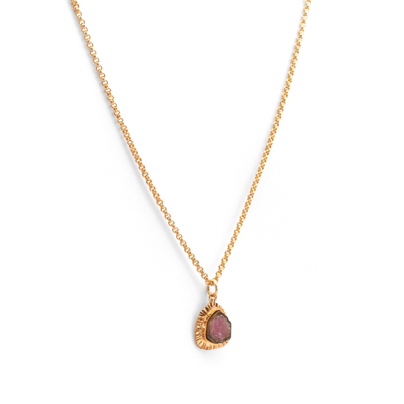 Golden Dreams Medallion - Natural Tourmaline Necklace