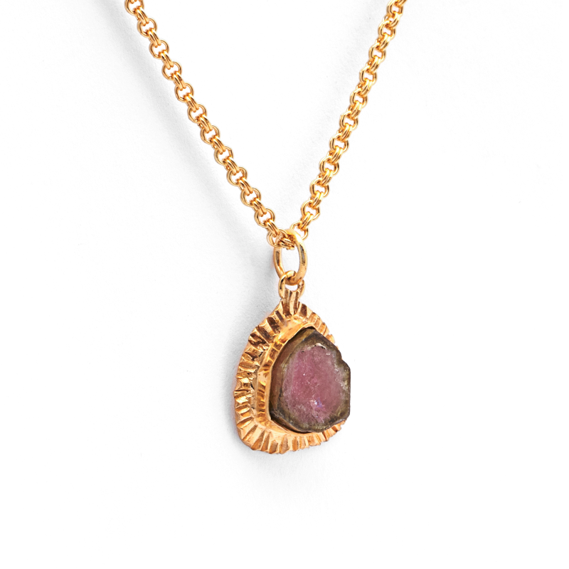 Golden Dreams Medallion - Natural Tourmaline Necklace