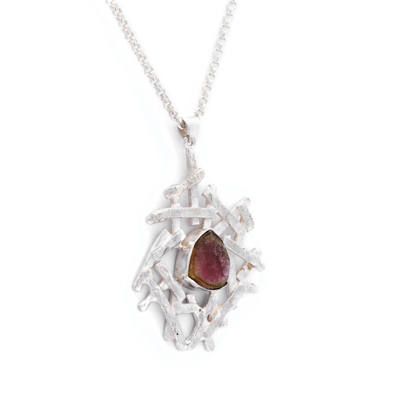 Silver Necklace| Tourmaline Necklace| Gemstone Necklace| Handmade
