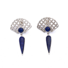 Load image into Gallery viewer, Silver Earrings| Lapis Lazuli Earrings| Islamic Geometric Patterns| Pietra Dura
