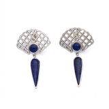 Jhumkaa - Lapis Lazuli Silver Earrings