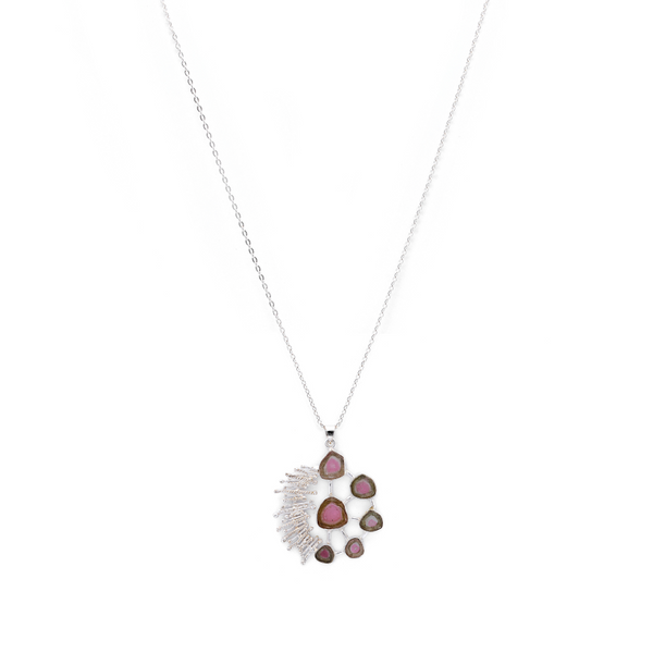 Vintage Lace Necklace - Silver Tourmaline Necklace