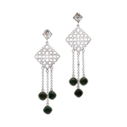 Sindhi Shaheen - Silver Nephrite Jade Earrings