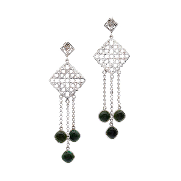 Sindhi Shaheen - Silver Nephrite Jade Earrings
