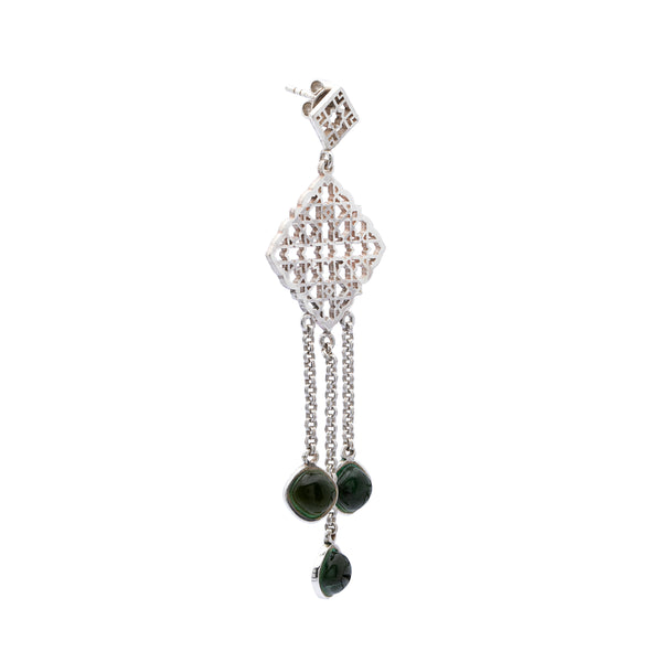 Sindhi Shaheen - Silver Nephrite Jade Earrings