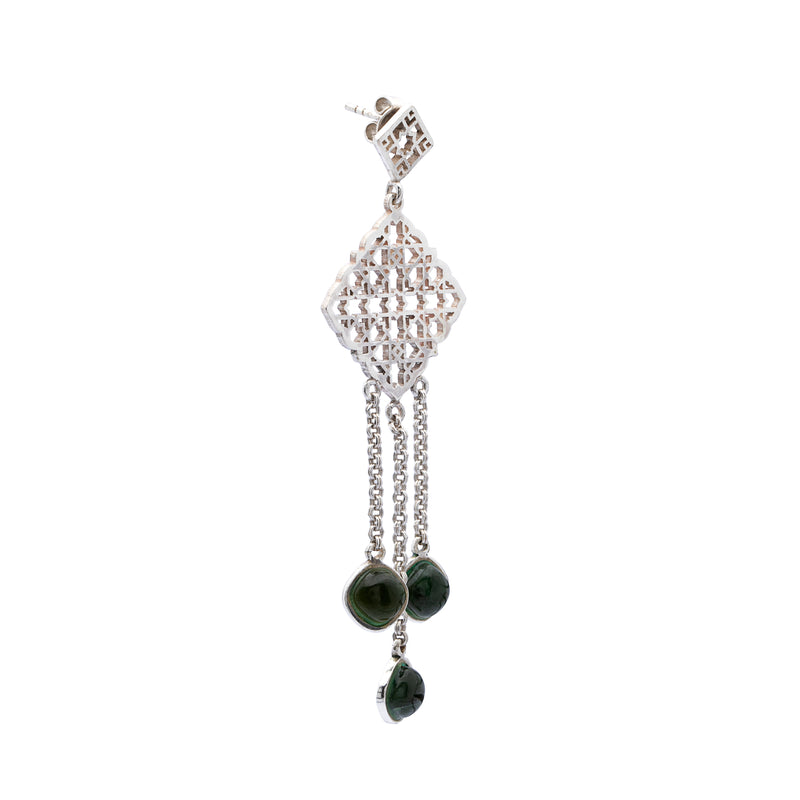 Sindhi Shaheen - Silver Nephrite Jade Earrings