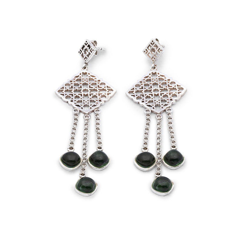 Sindhi Shaheen - Silver Nephrite Jade Earrings