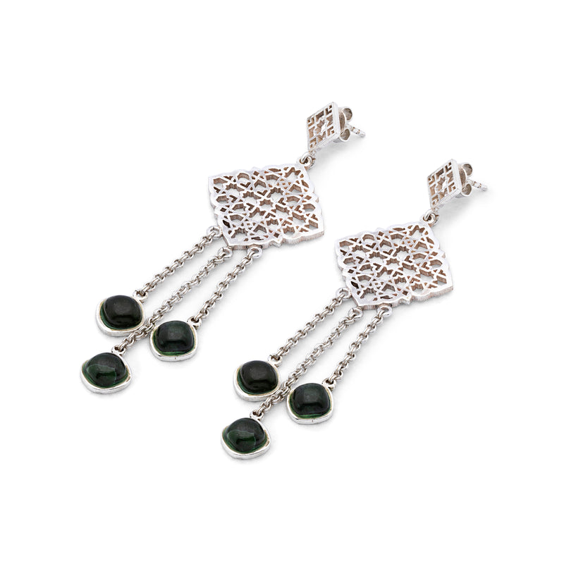 Sindhi Shaheen - Silver Nephrite Jade Earrings