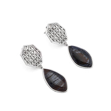Load image into Gallery viewer, Chand Bali - Silver Tiger Iron Earrings