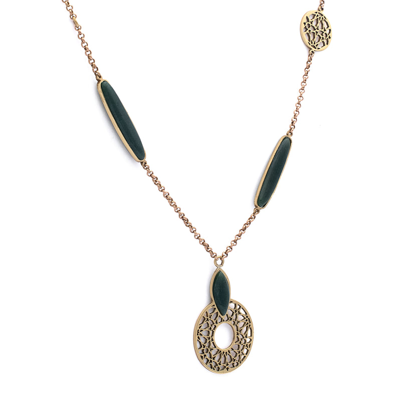 Jade Necklace| Brass Necklace| Gemstone Necklace| Handmade