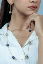 Load image into Gallery viewer, Celestial Blues Earrings - Lapis Lazuli And Milky Quartz Earrings