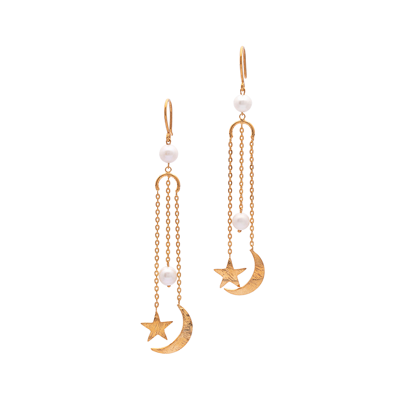 Silver Earrings| Pearl Earrings| | Chand Tara