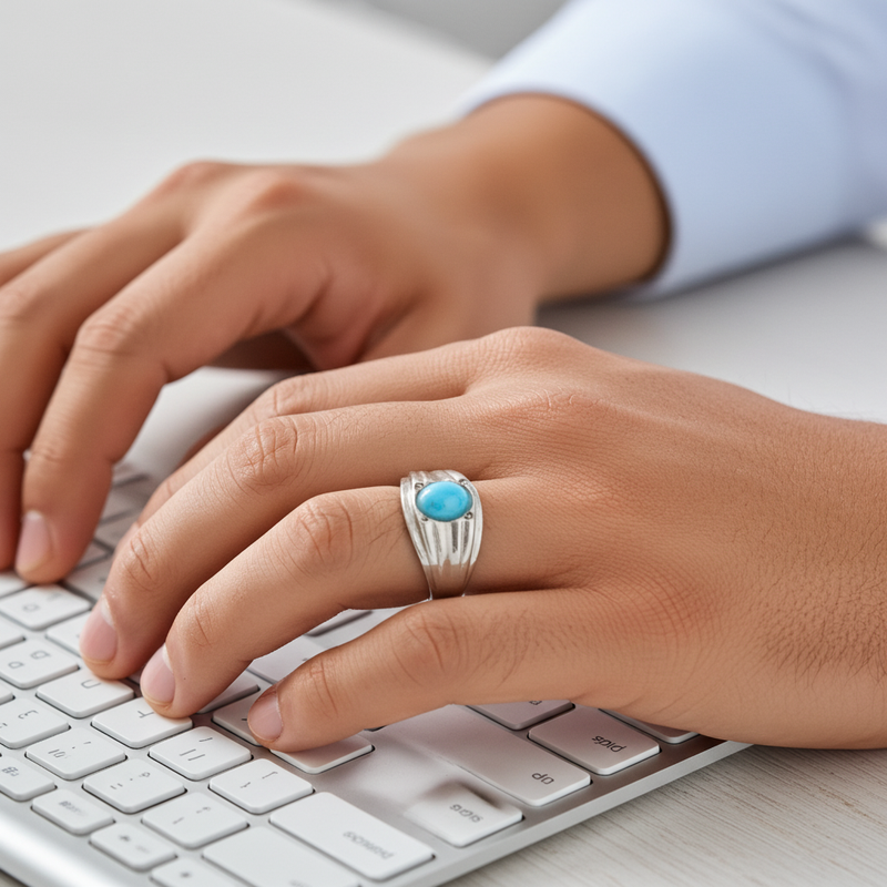 Oceanic Whispers - Natural Turquoise Ring