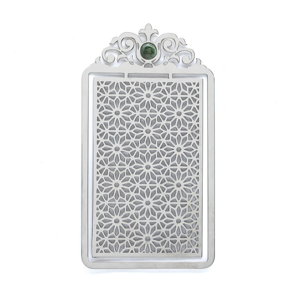 Stainless Steel Bookmark | Natural Gemstone | Nephrite Jade | Geometric Pattern Bookmark