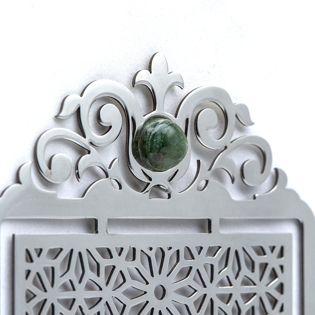 Nephrite Jade Stainless  Steel Bookmark