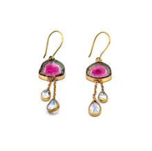 Load image into Gallery viewer, Silver Earring | Gold Plated | Gemstone Earring | Tourmaline | Topaz | Hand Crafted