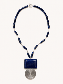 Markaz-e-Neel - lapis lazuli silver necklace | lapis lazuli necklace by Orah Jewels