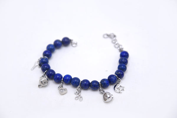 Deep Blue Halo - Silver Lapis Lazuli Bracelet