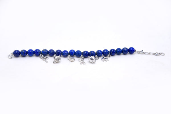 Deep Blue Halo - Silver Lapis Lazuli Bracelet
