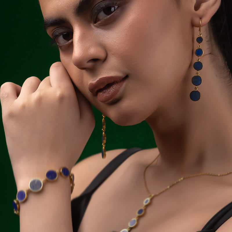 Azure Fusion -  Silver Gold Plated Lapis Lazuli Earrings