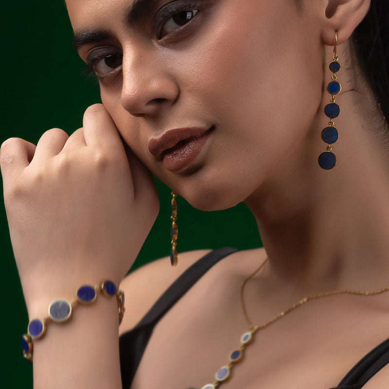 Azure Fusion -  Silver Gold Plated Lapis Lazuli Earrings