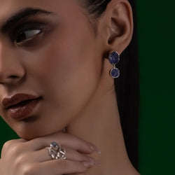 Raw Elegance - Silver Lapis Lazuli Earrings
