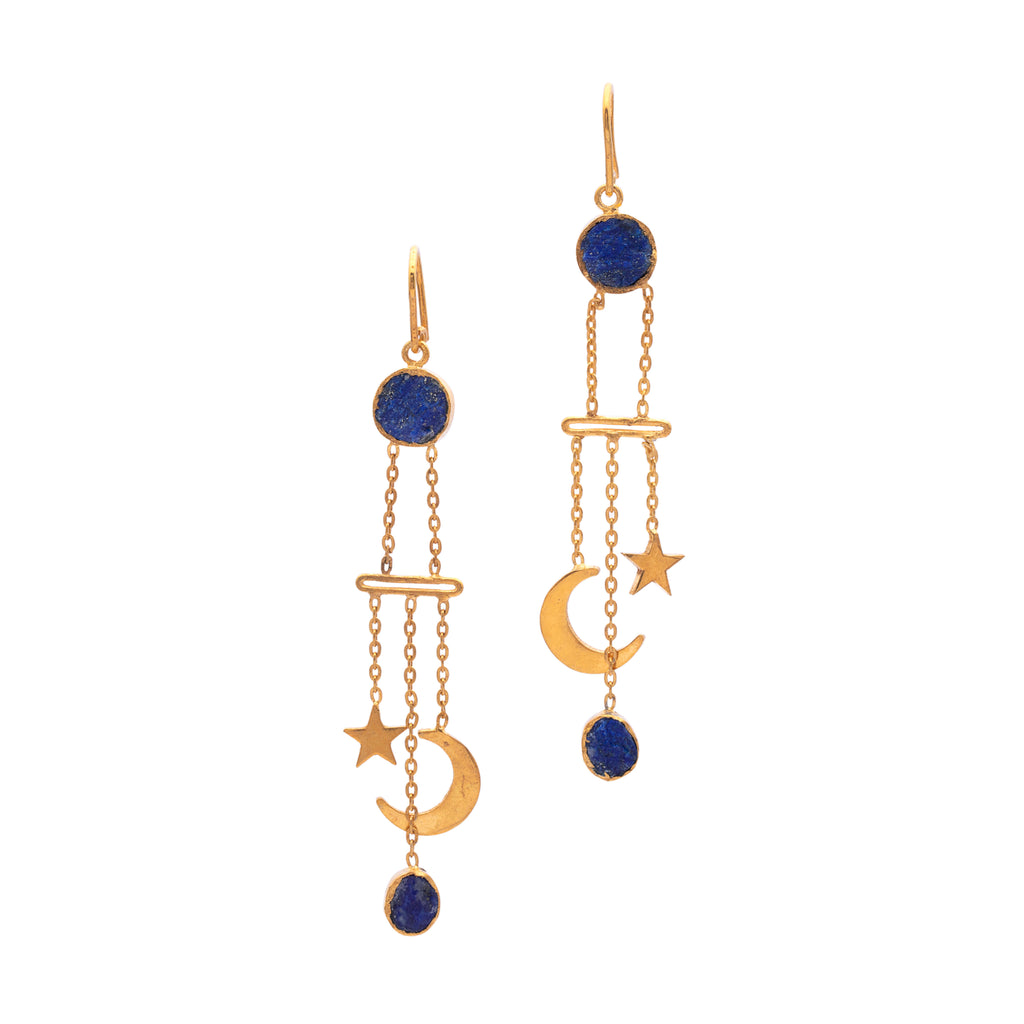 Silver Earrings| Lapis Lazuli Earrings| | Pietra Dura