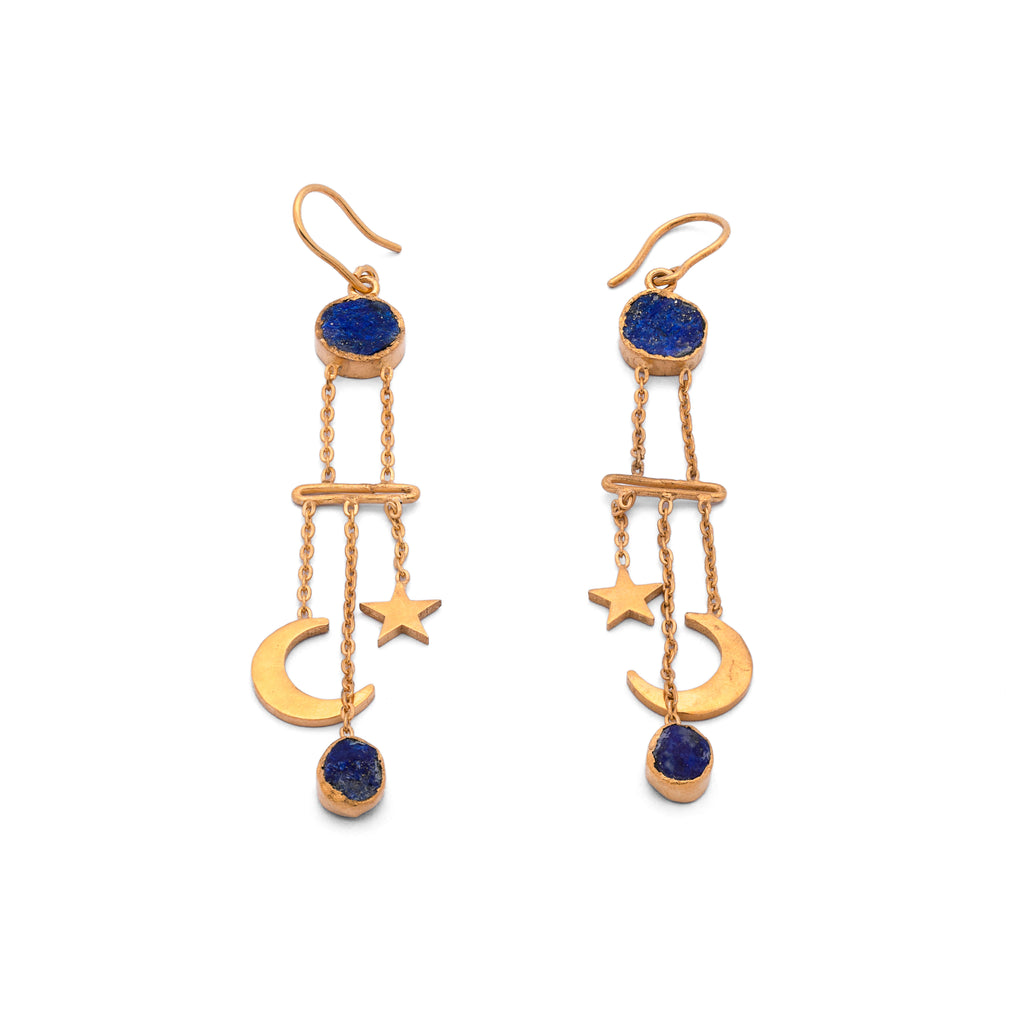 Silver Earrings| Lapis Lazuli Earrings| | Pietra Dura