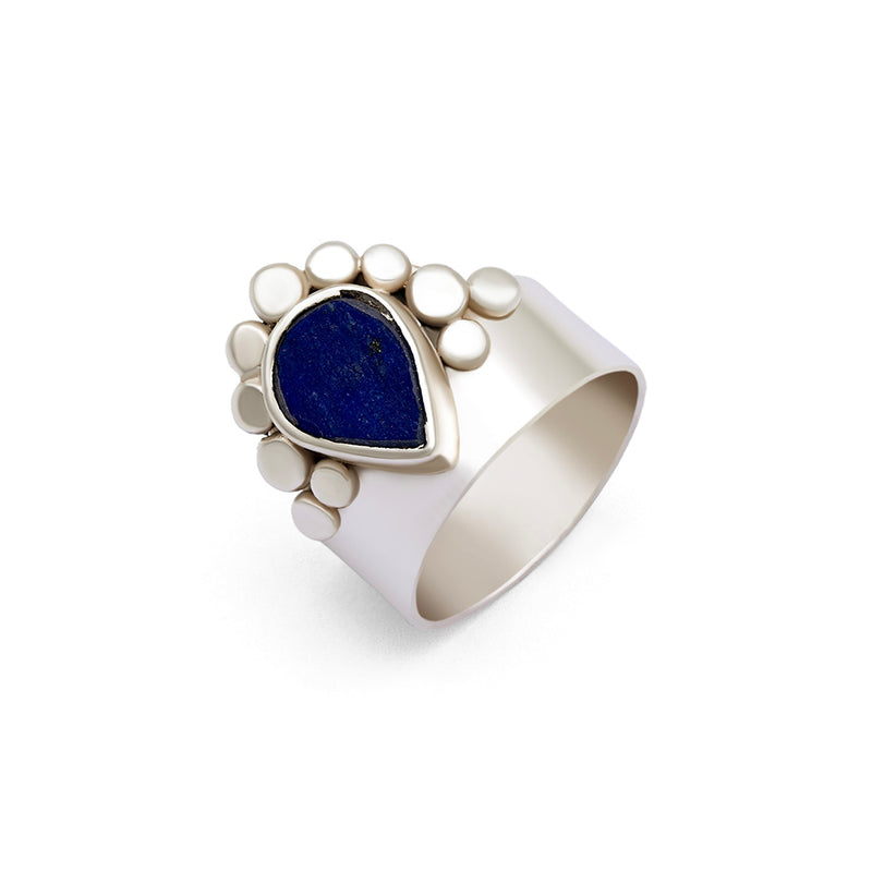 Rukhsar - Lapis Lazuli Silver Ring | Mehr | Orah Jewels