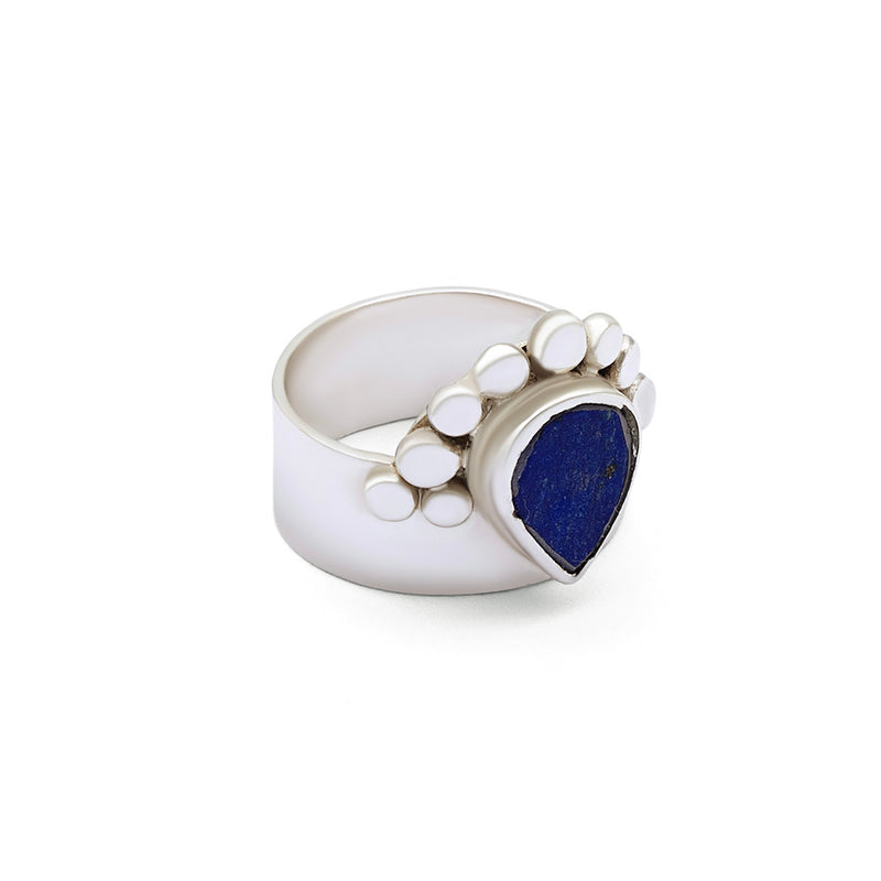 Rukhsar - Lapis Lazuli Silver Ring | Mehr | Orah Jewels