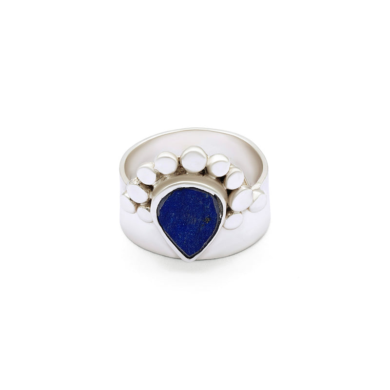 Rukhsar - Lapis Lazuli Silver Ring | Mehr | Orah Jewels