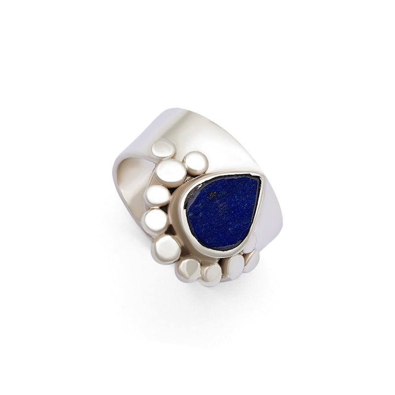 Rukhsar - Lapis Lazuli Silver Ring | Mehr | Orah Jewels