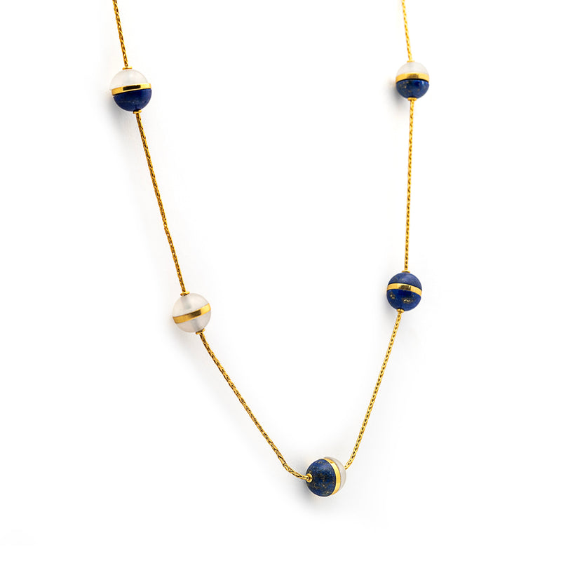 Day & Night Lapis Necklace - Lapis And Quartz Necklace