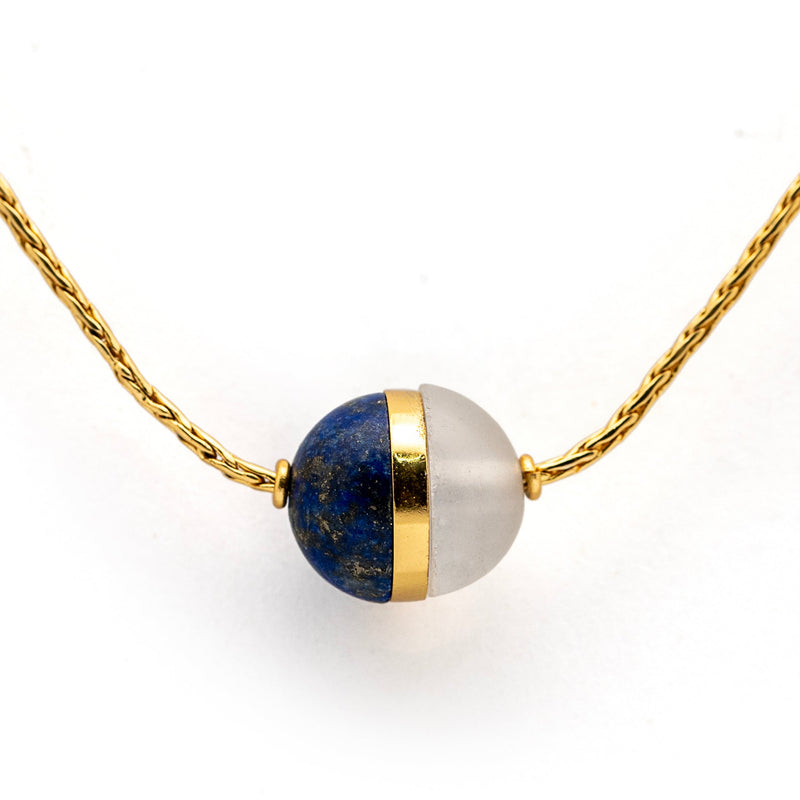 Day & Night Lapis Necklace - Lapis And Quartz Necklace
