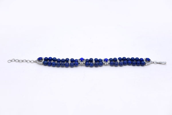 Midnight Petal - Silver Lapis Lazuli Bracelet