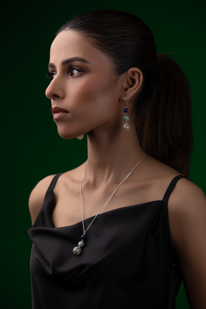 Silver Earrings | Lapis Earrings | Makli Collection