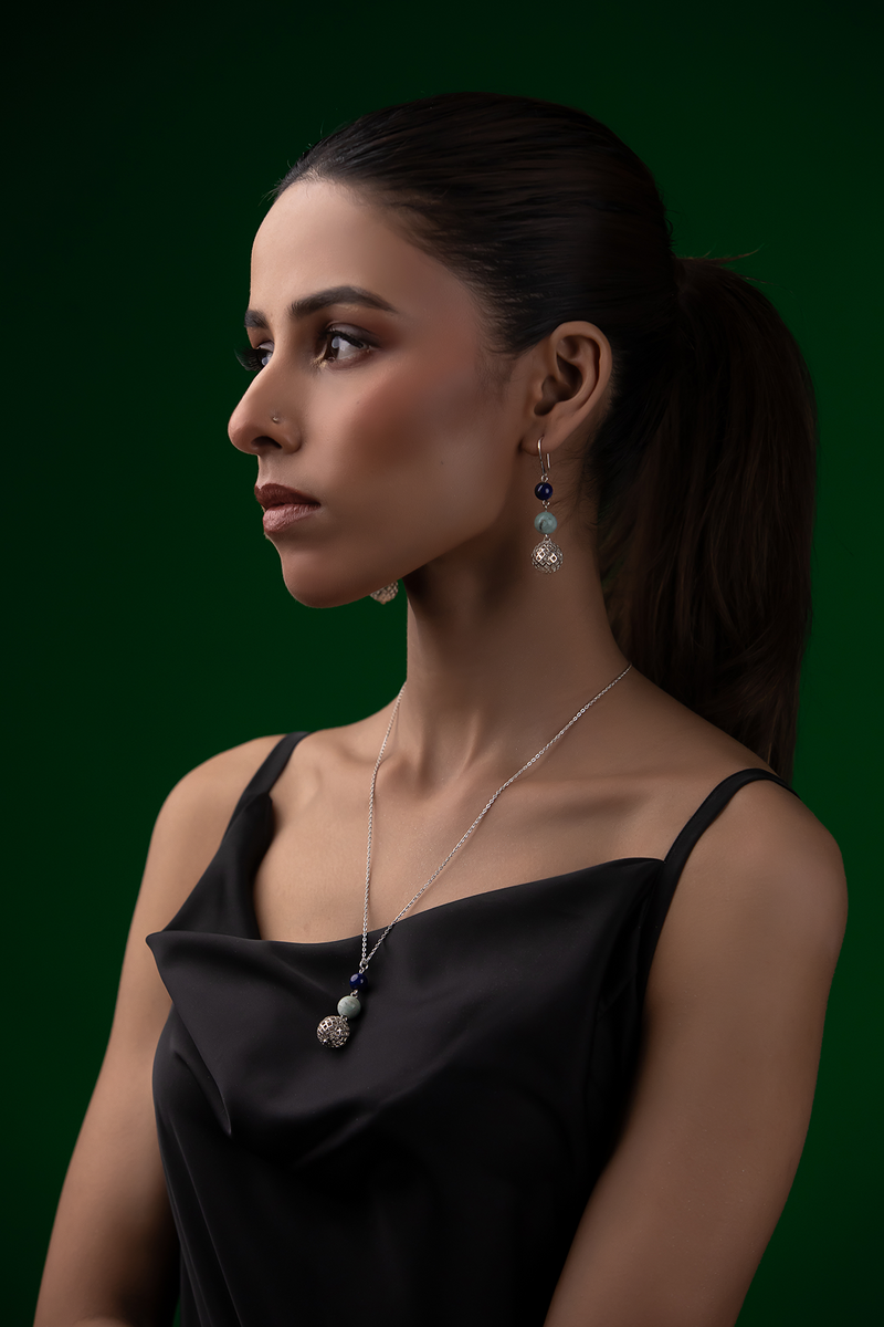 Silver Earrings | Lapis Earrings | Makli Collection