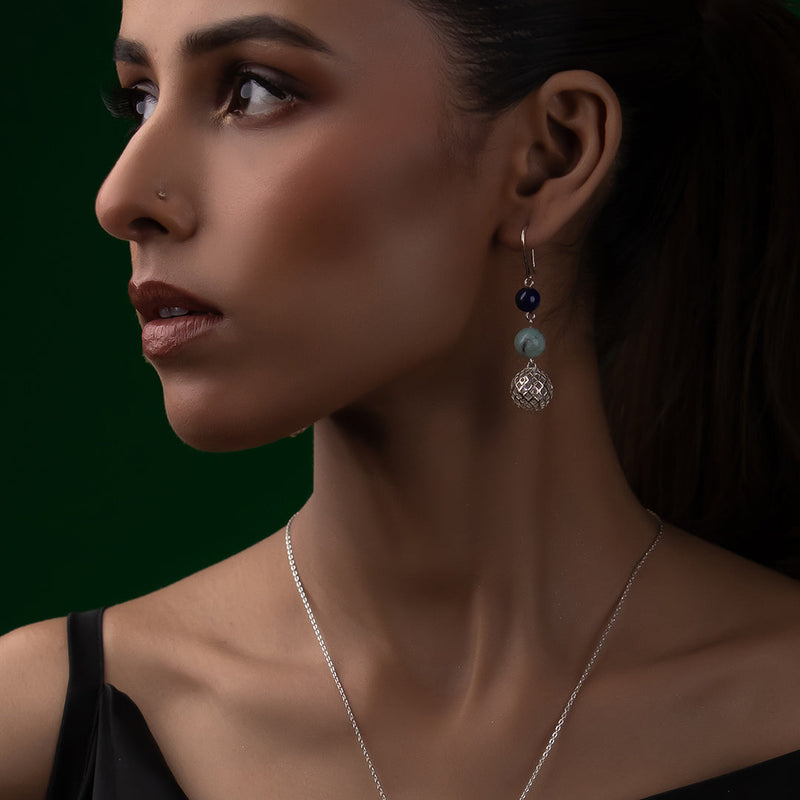 Nilaam-e-Makli- Lapis Lazuli Silver Earrings