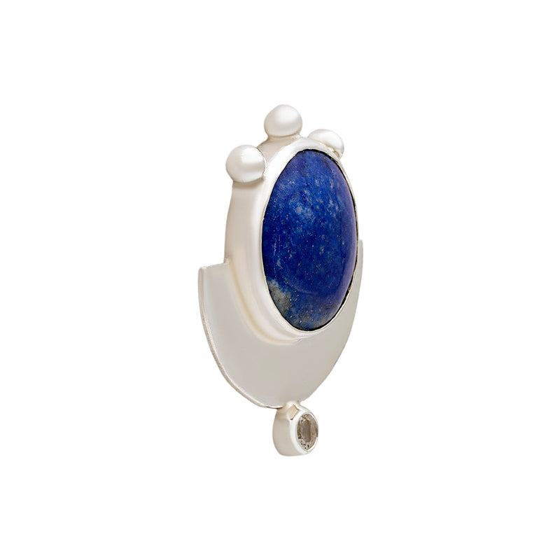 Aafaq - Lapis Lazuli and White Topaz Silver Earrings | Mehr | Orah Jewels