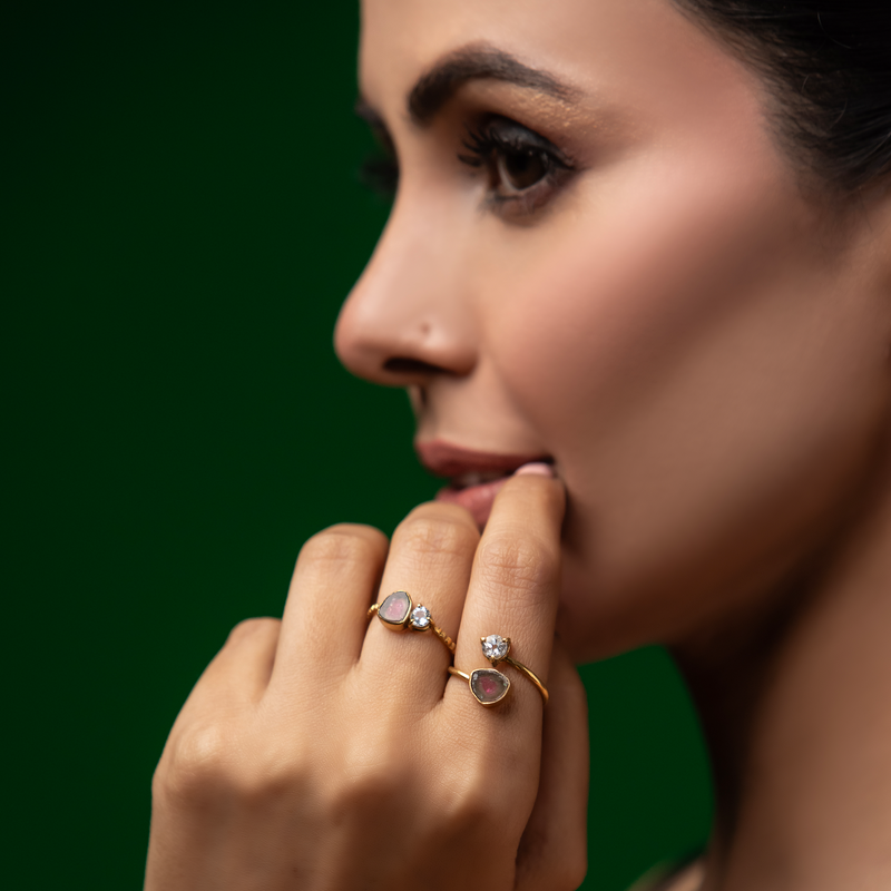 Satrangi Noor - Tourmaline And Topaz Ring
