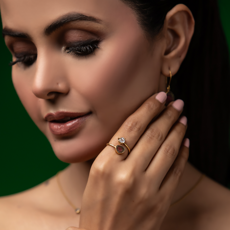 Satrangi Noor - Tourmaline And Topaz Ring