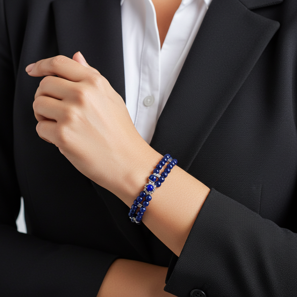 Midnight Petal - Silver Lapis Lazuli Bracelet
